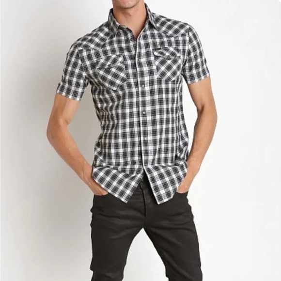 Men’s Diesel S-East Short Sleeve Camicia Green Check Shirt S!